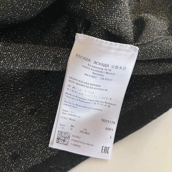 Escada black gold dot knit short sleeve sweater size Large - Picture 8 of 8